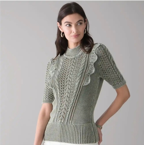 WHBM Ruffle Neck Cotton Sweater Sz XS - Picture 10 of 10